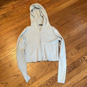 Brandy Melville Light Blue Cropped Zip up